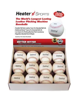 Bullseye Top Grain Leather Kevlar Seamed Pitching Machine Baseballs